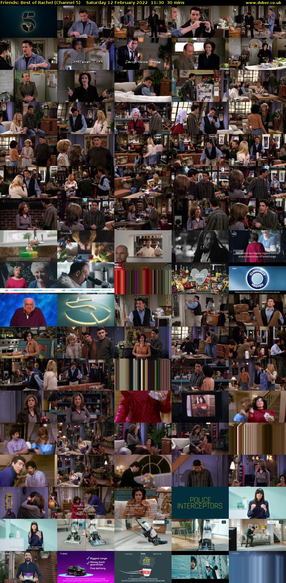 Friends: Best of Rachel (Channel 5) Saturday 12 February 2022 11:30 - 12:00