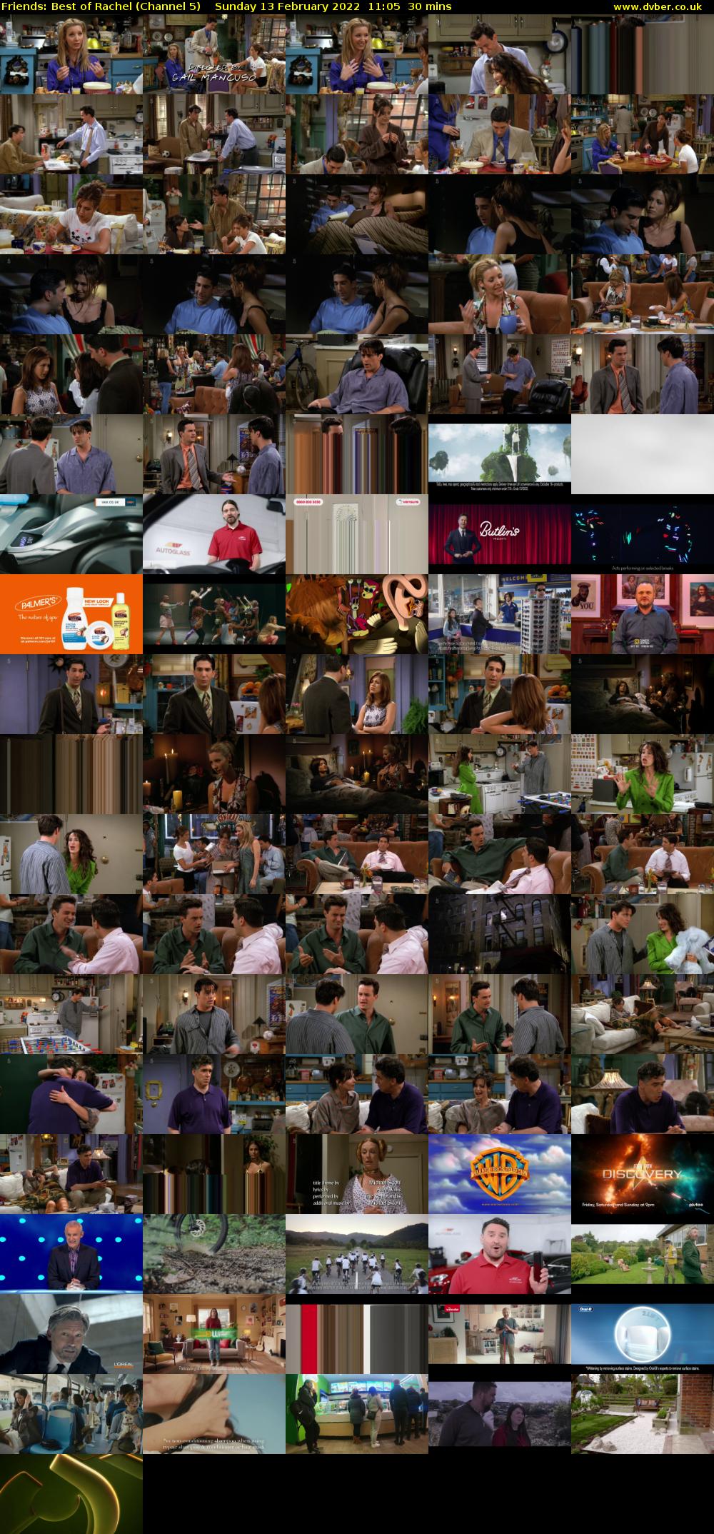 Friends: Best of Rachel (Channel 5) Sunday 13 February 2022 11:05 - 11:35