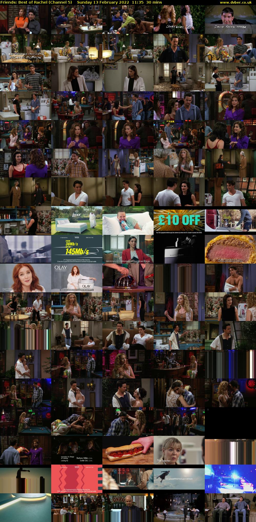 Friends: Best of Rachel (Channel 5) Sunday 13 February 2022 11:35 - 12:05