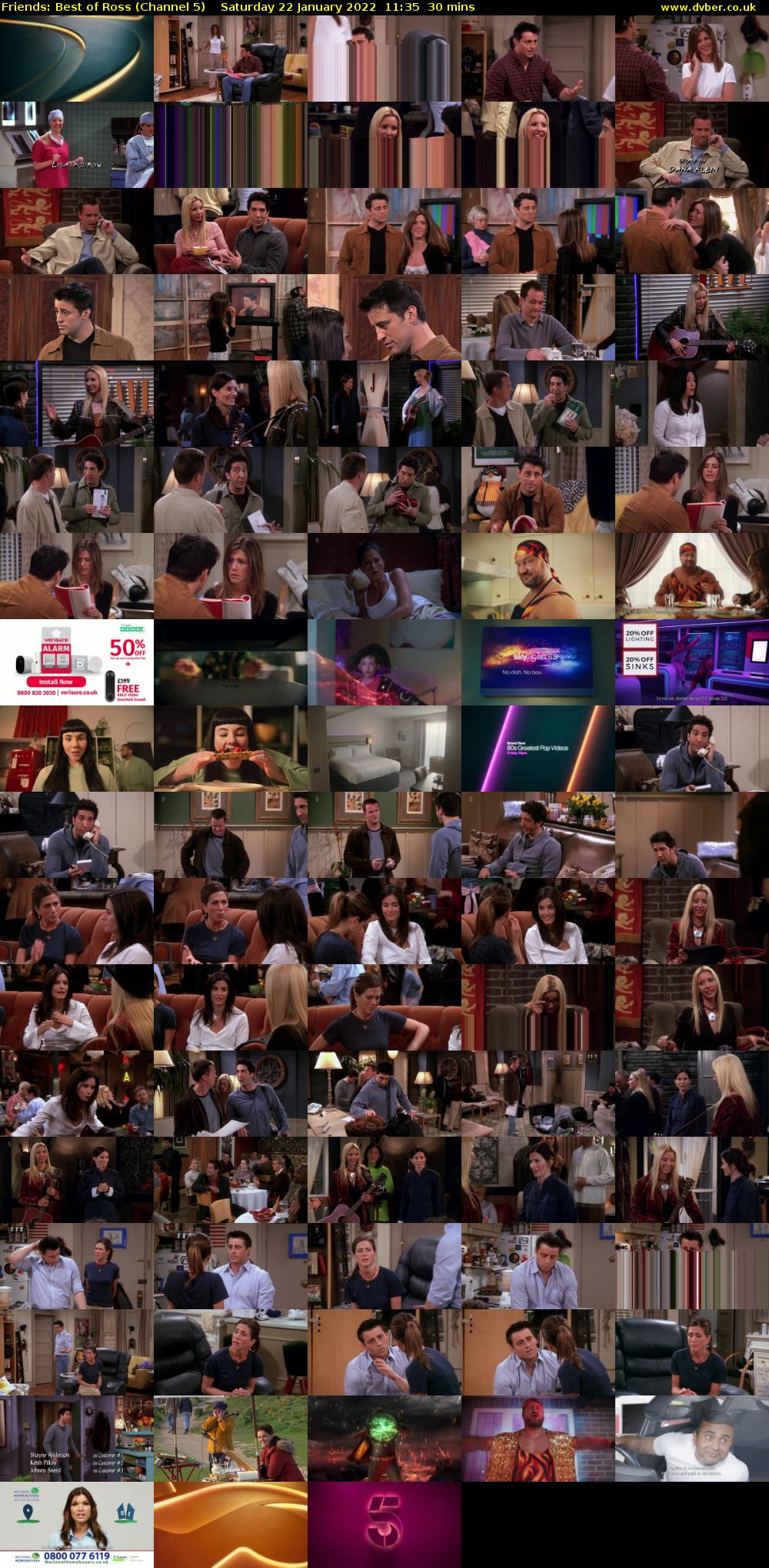 Friends: Best of Ross (Channel 5) Saturday 22 January 2022 11:35 - 12:05