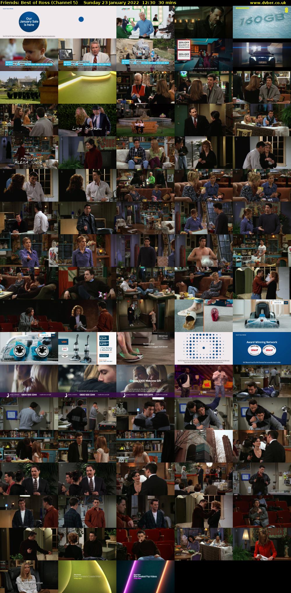 Friends: Best of Ross (Channel 5) Sunday 23 January 2022 12:30 - 13:00