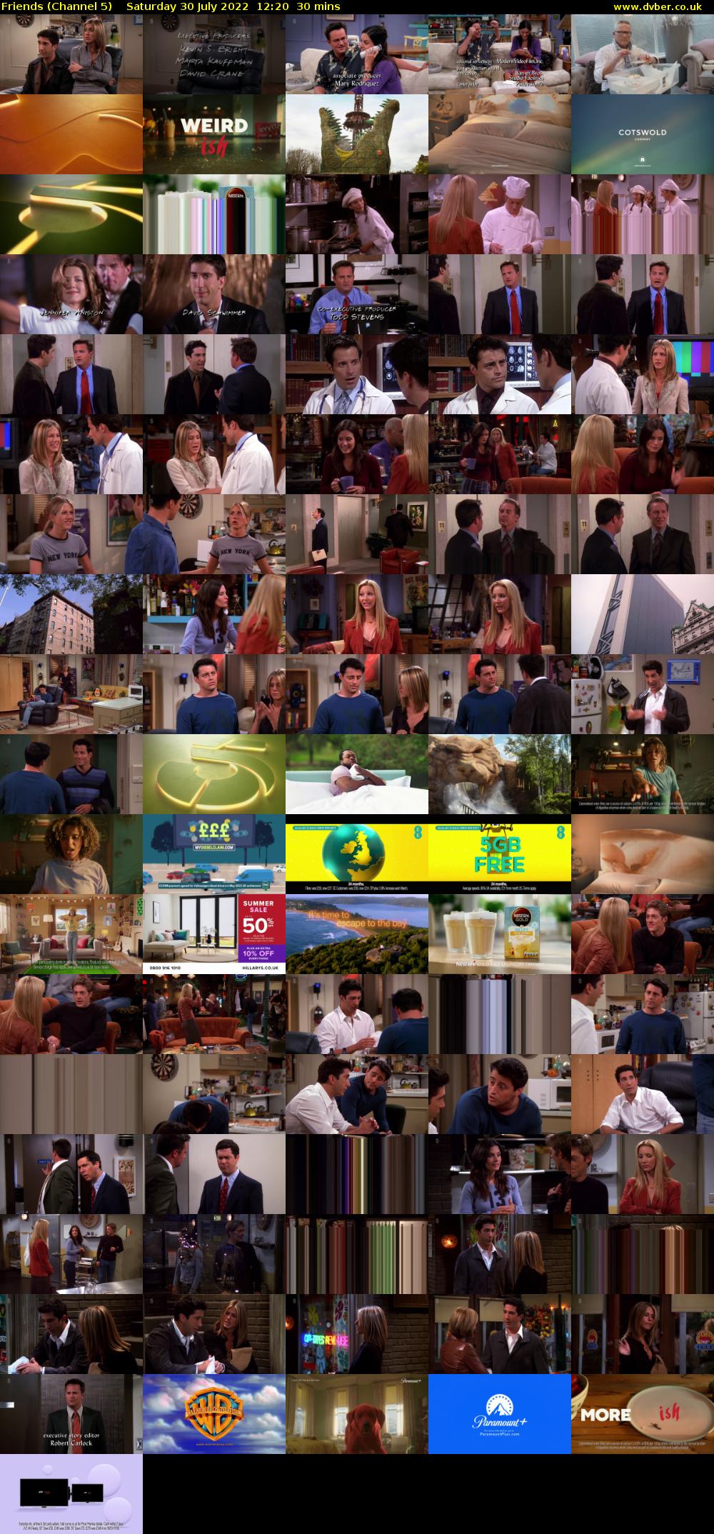 Friends (Channel 5) Saturday 30 July 2022 12:20 - 12:50