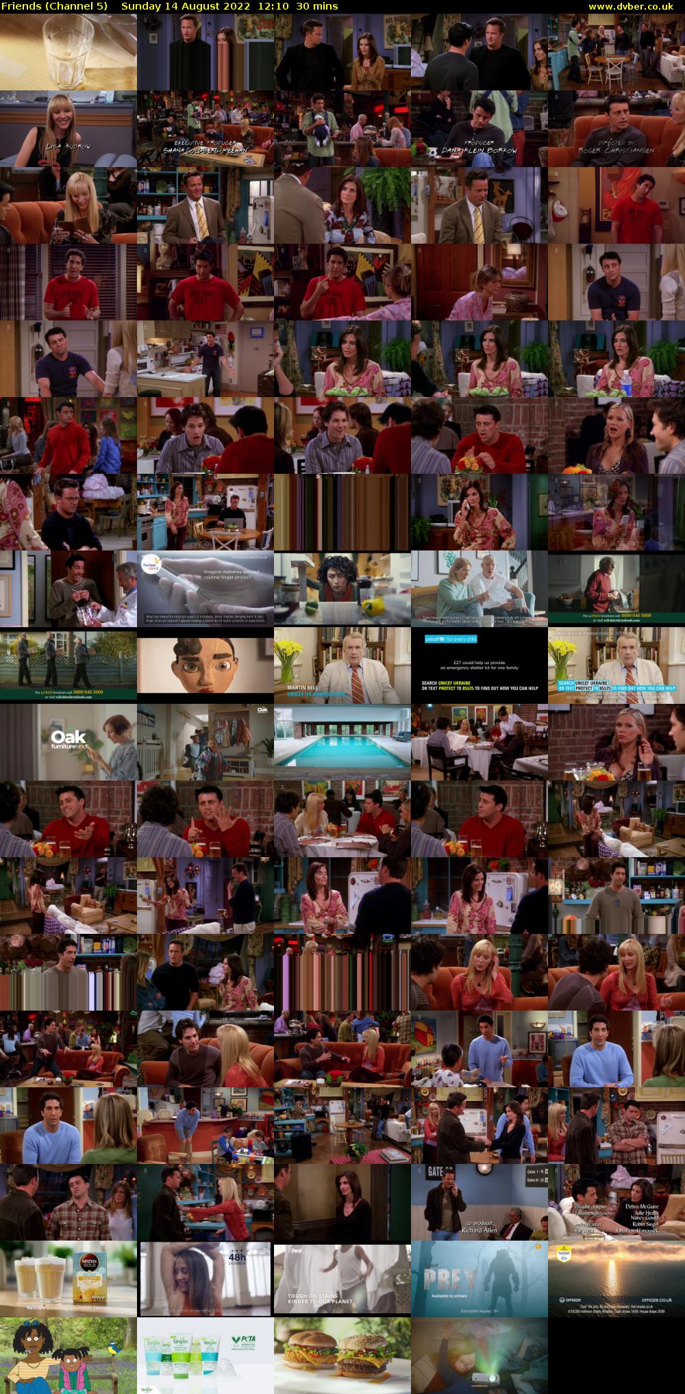 Friends (Channel 5) Sunday 14 August 2022 12:10 - 12:40