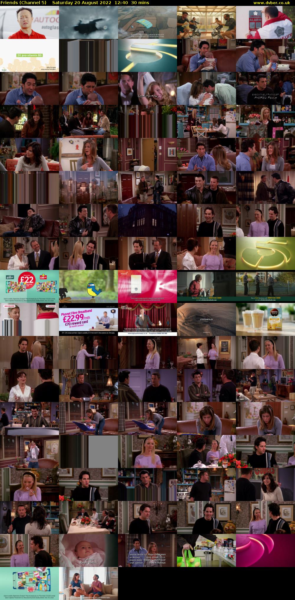 Friends (Channel 5) Saturday 20 August 2022 12:40 - 13:10