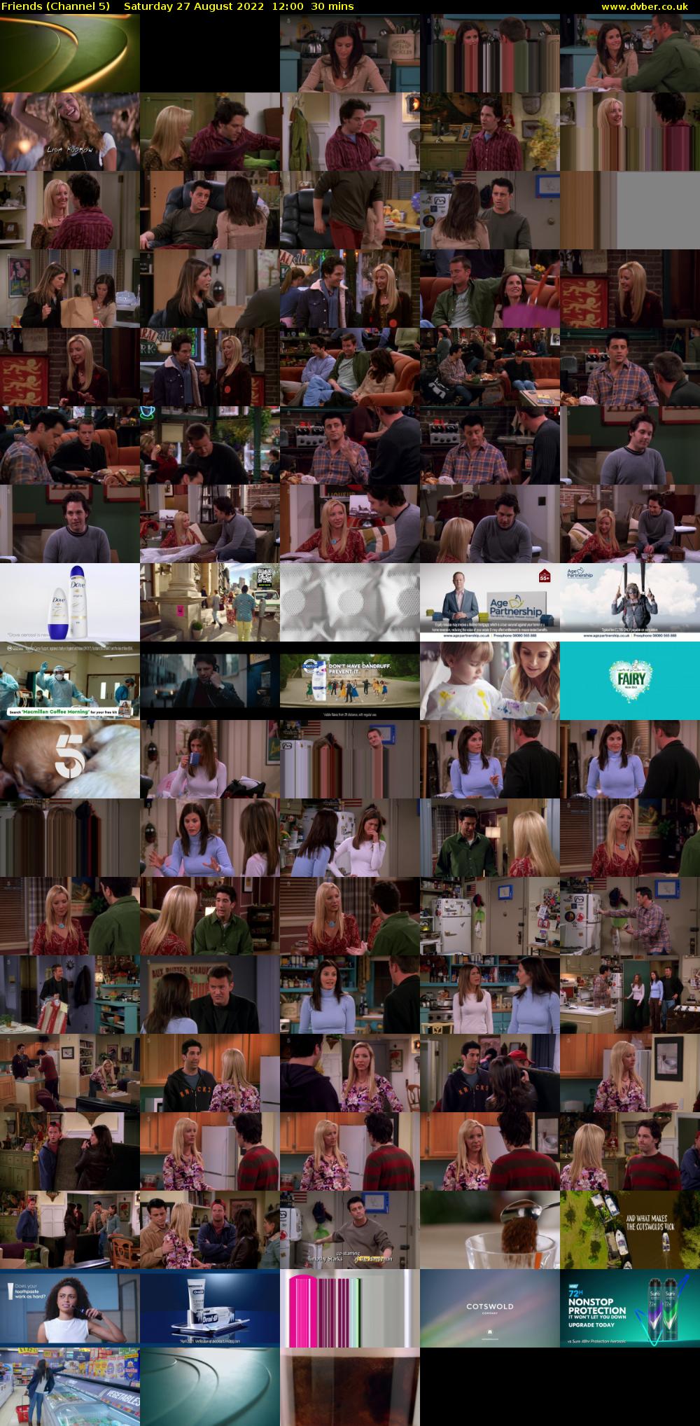 Friends (Channel 5) Saturday 27 August 2022 12:00 - 12:30