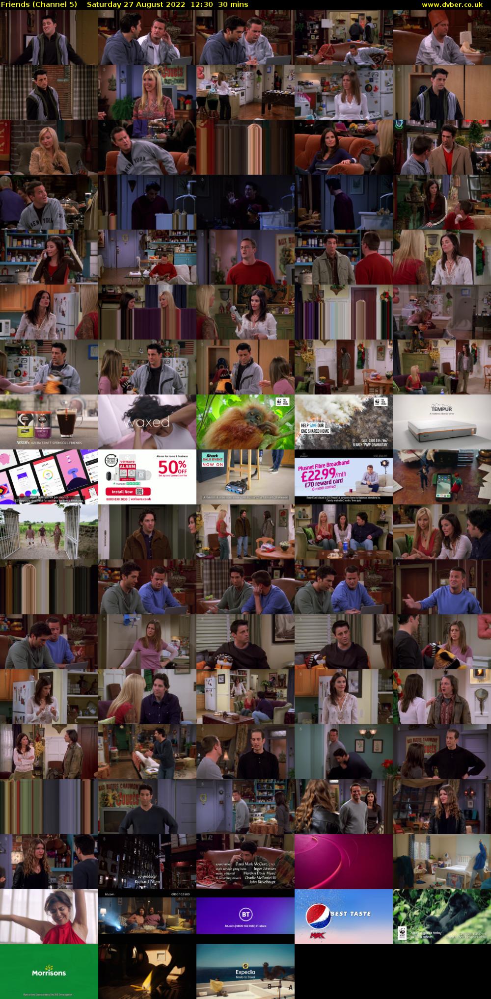 Friends (Channel 5) Saturday 27 August 2022 12:30 - 13:00