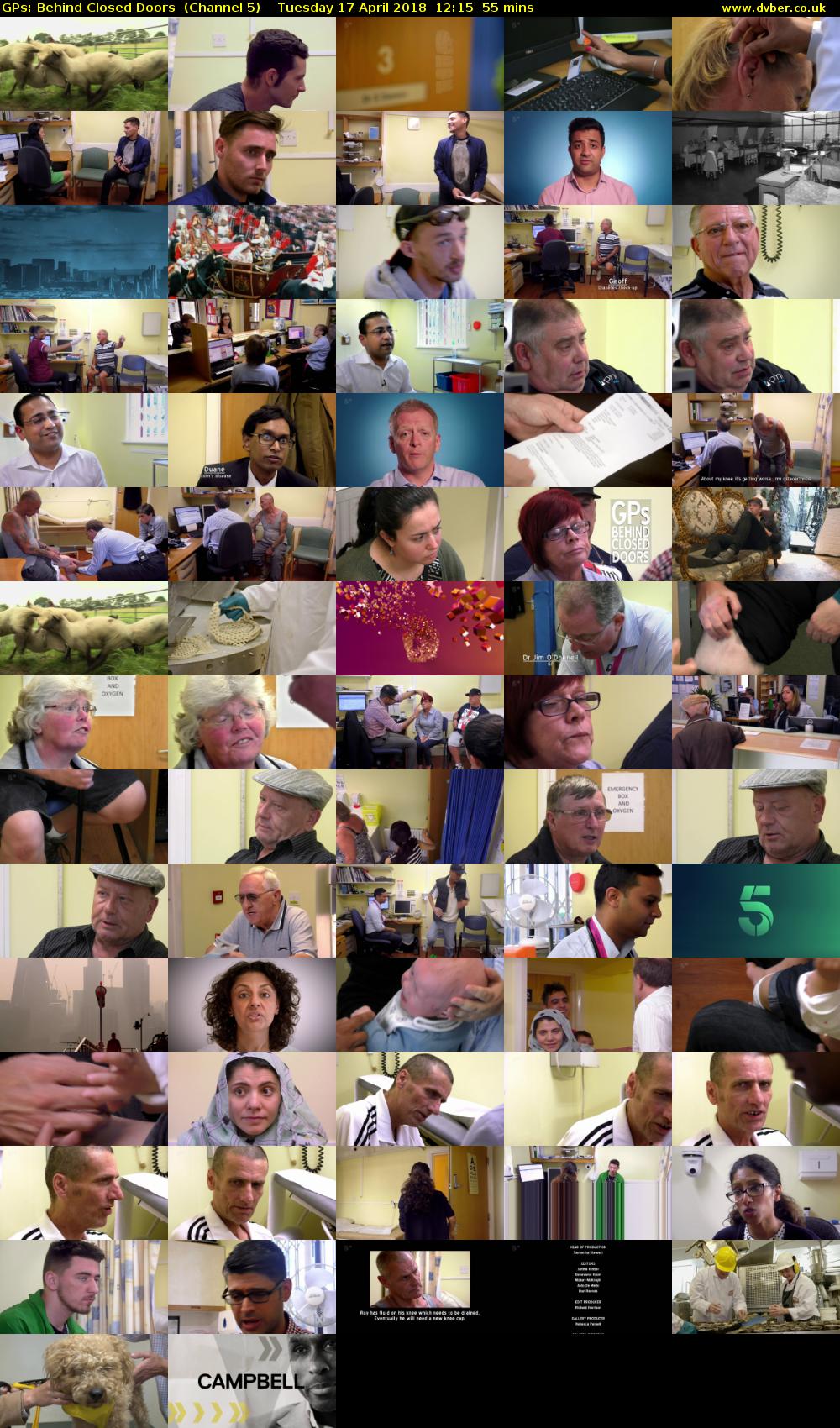 GPs: Behind Closed Doors  (Channel 5) Tuesday 17 April 2018 12:15 - 13:10