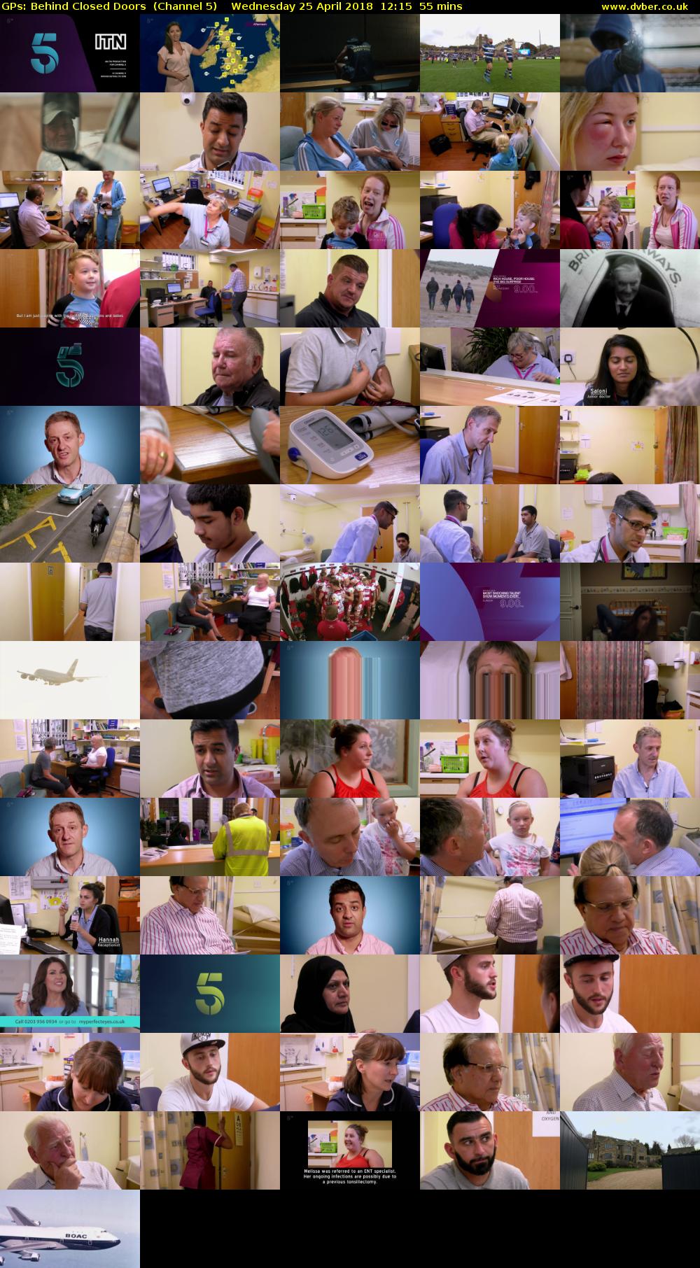 GPs: Behind Closed Doors  (Channel 5) Wednesday 25 April 2018 12:15 - 13:10