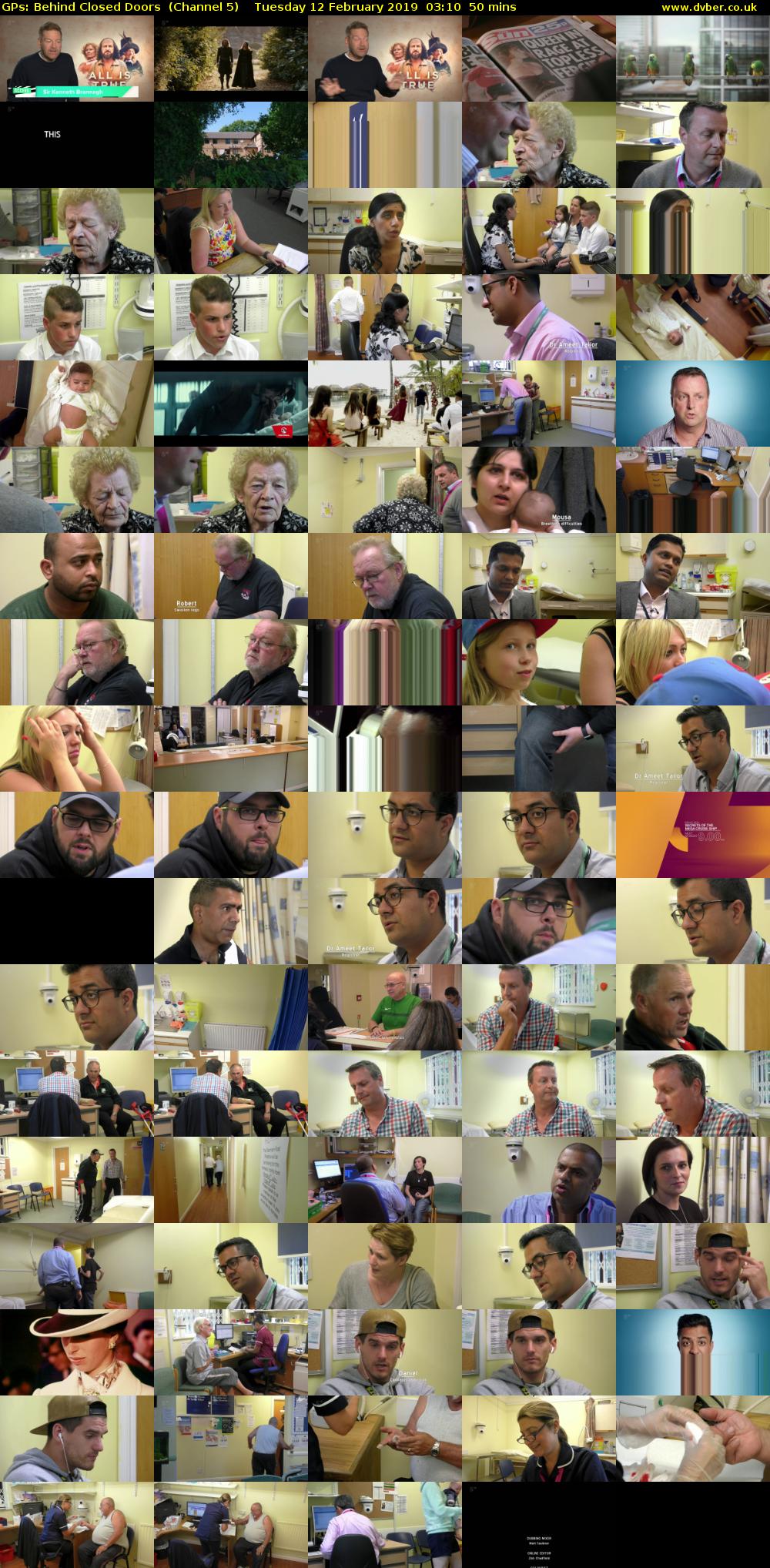 GPs: Behind Closed Doors  (Channel 5) Tuesday 12 February 2019 03:10 - 04:00
