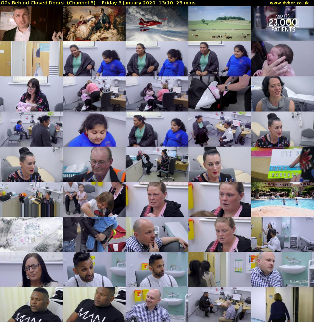 GPs Behind Closed Doors  (Channel 5) Friday 3 January 2020 13:10 - 13:35