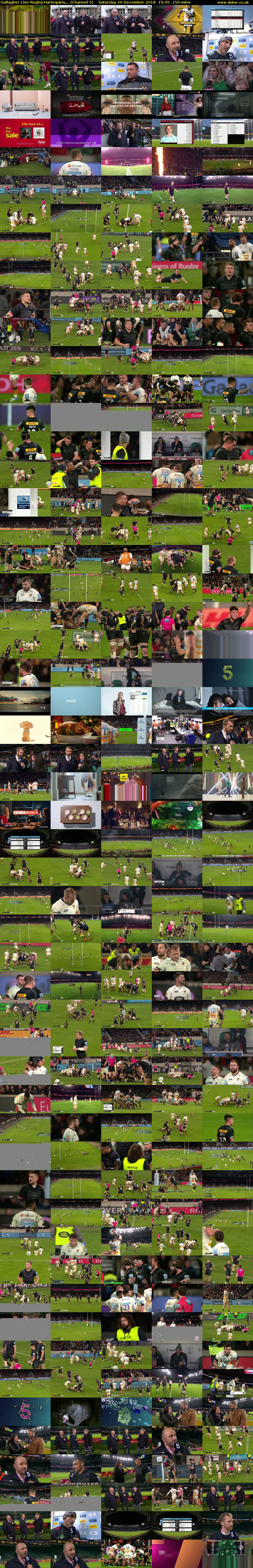 Gallagher Live Rugby:Harlequins... (Channel 5) Saturday 29 December 2018 15:45 - 18:15