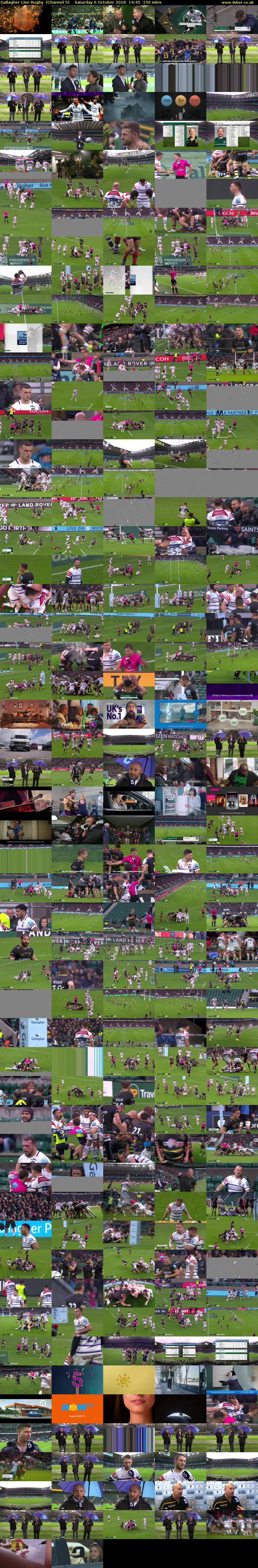 Gallagher Live Rugby  (Channel 5) Saturday 6 October 2018 14:45 - 17:15
