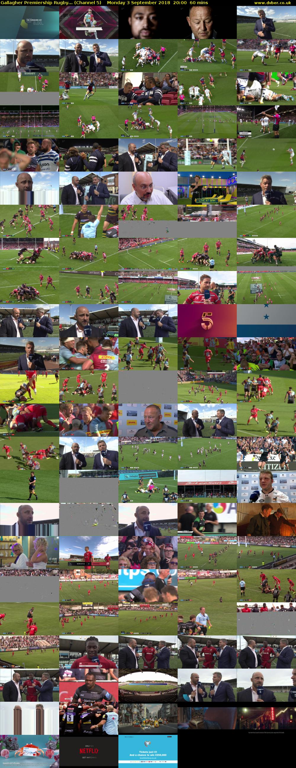 Gallagher Premiership Rugby... (Channel 5) Monday 3 September 2018 20:00 - 21:00
