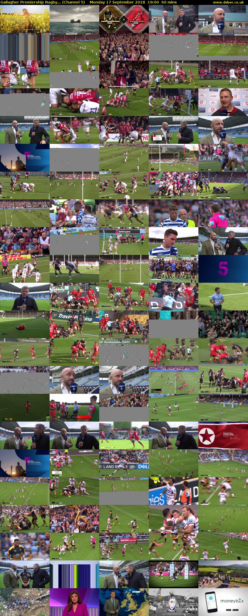 Gallagher Premiership Rugby... (Channel 5) Monday 17 September 2018 19:00 - 20:00