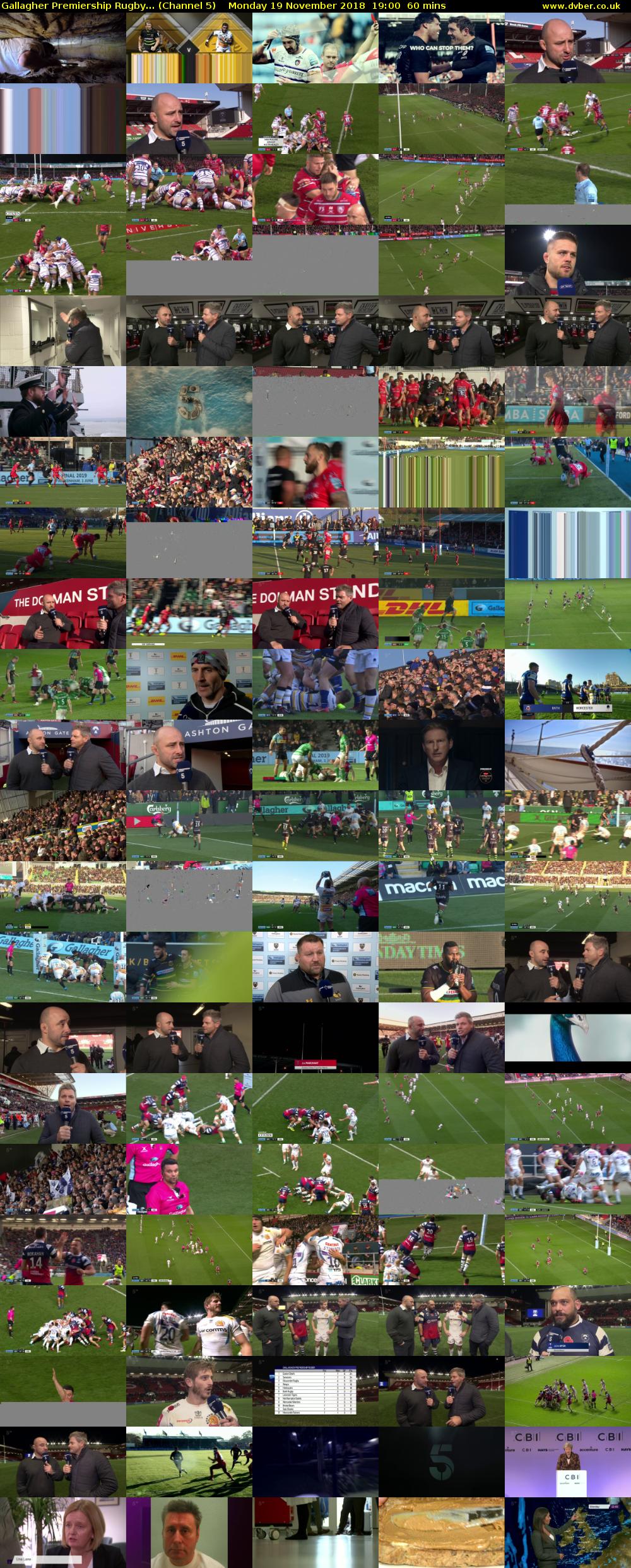 Gallagher Premiership Rugby... (Channel 5) Monday 19 November 2018 19:00 - 20:00