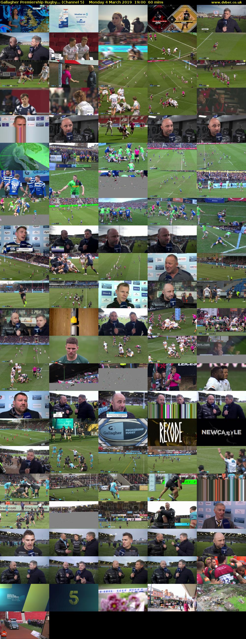 Gallagher Premiership Rugby... (Channel 5) Monday 4 March 2019 19:00 - 20:00