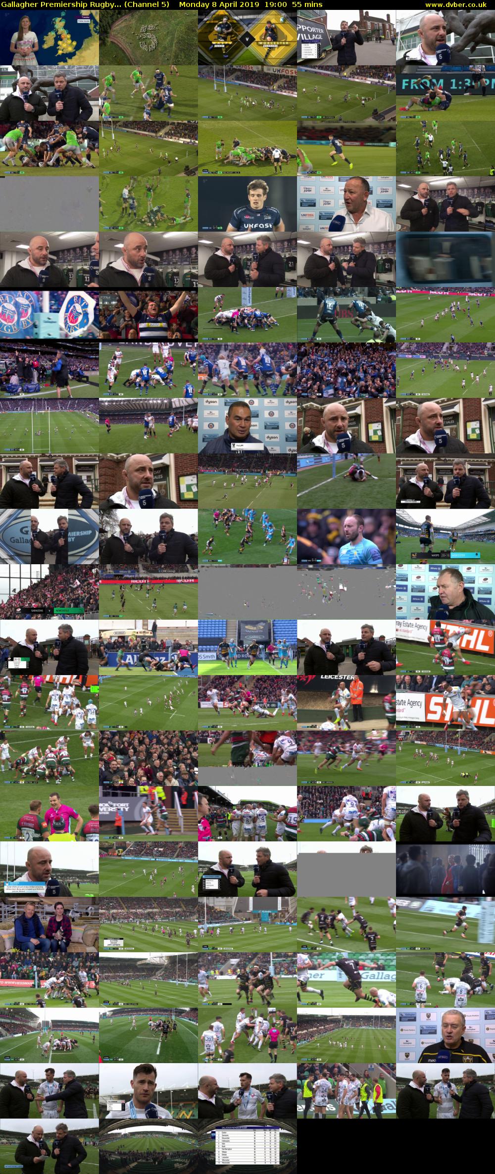 Gallagher Premiership Rugby... (Channel 5) Monday 8 April 2019 19:00 - 19:55