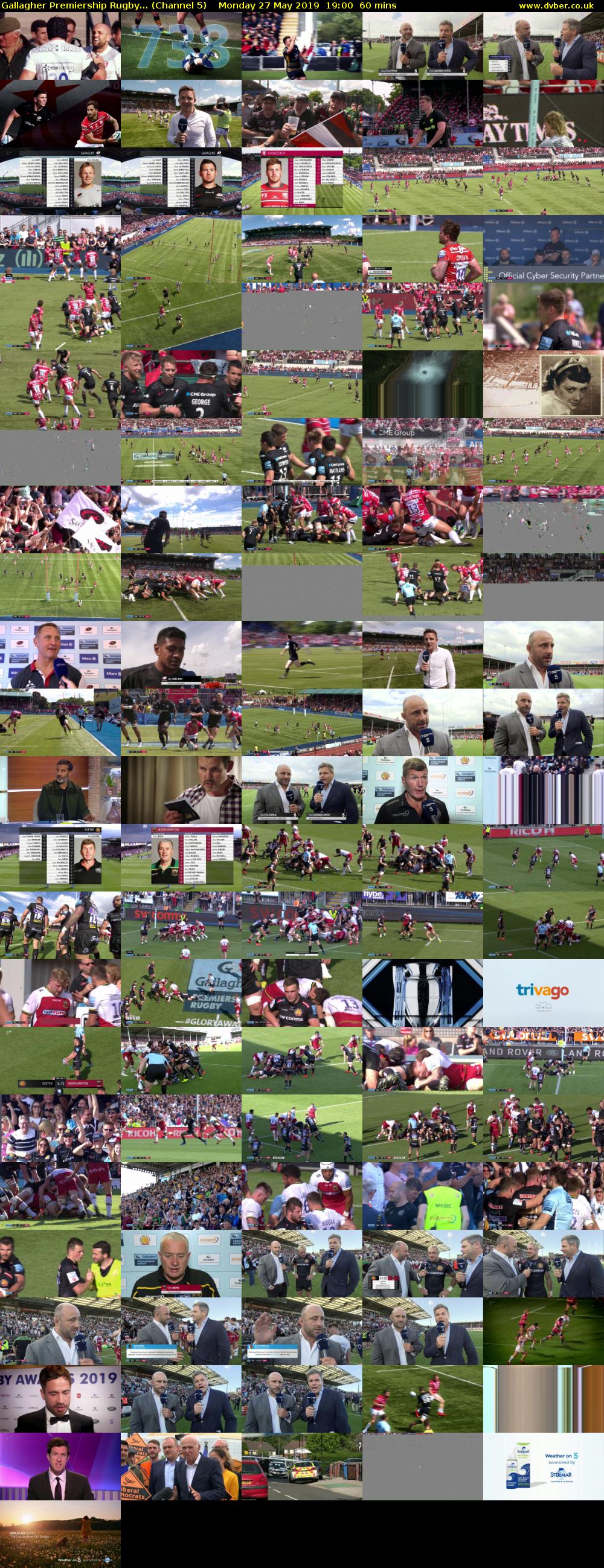 Gallagher Premiership Rugby... (Channel 5) Monday 27 May 2019 19:00 - 20:00