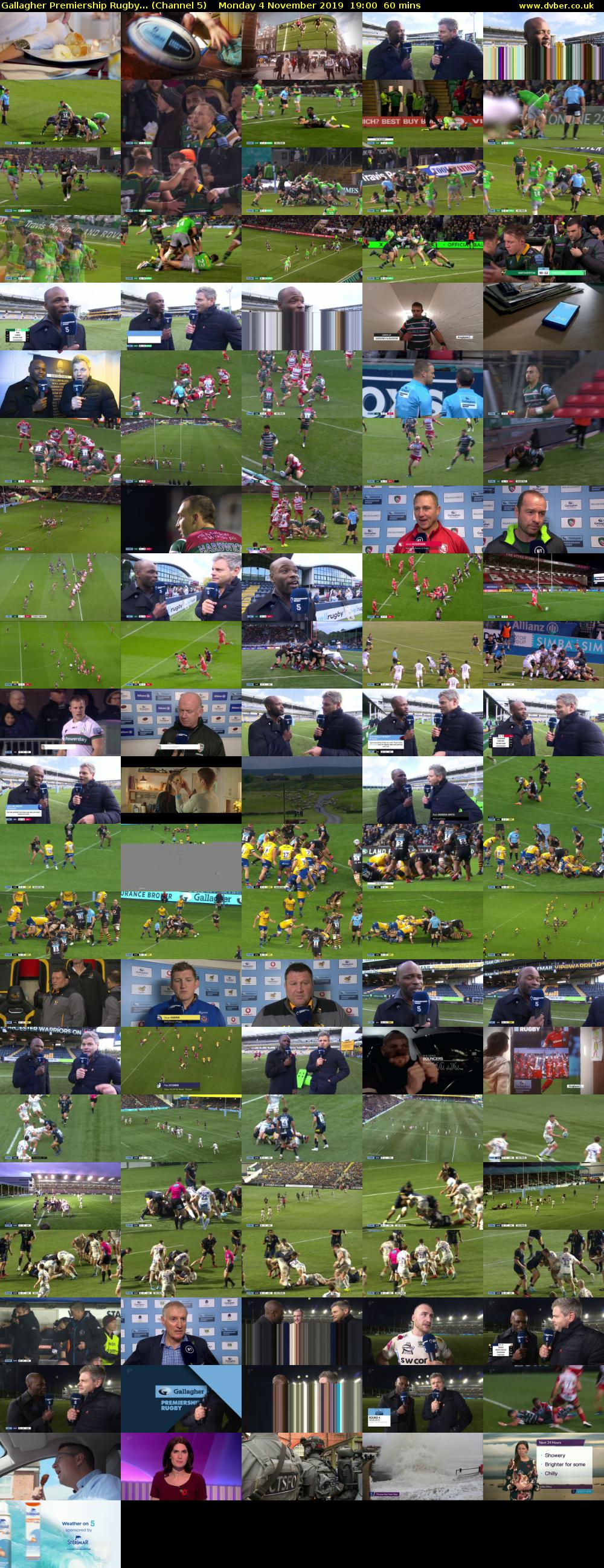 Gallagher Premiership Rugby... (Channel 5) Monday 4 November 2019 19:00 - 20:00