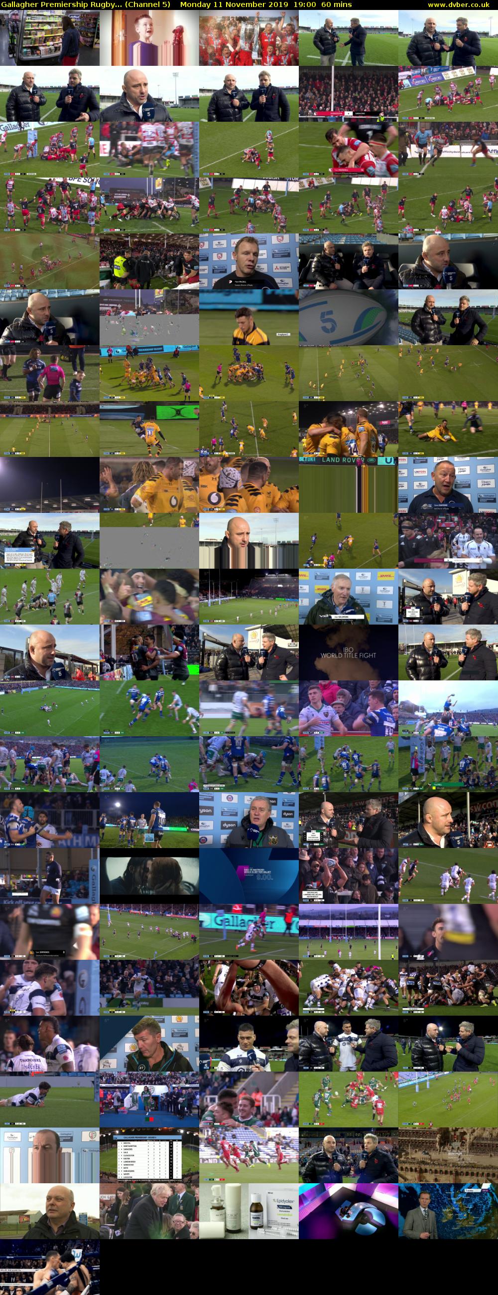 Gallagher Premiership Rugby... (Channel 5) Monday 11 November 2019 19:00 - 20:00