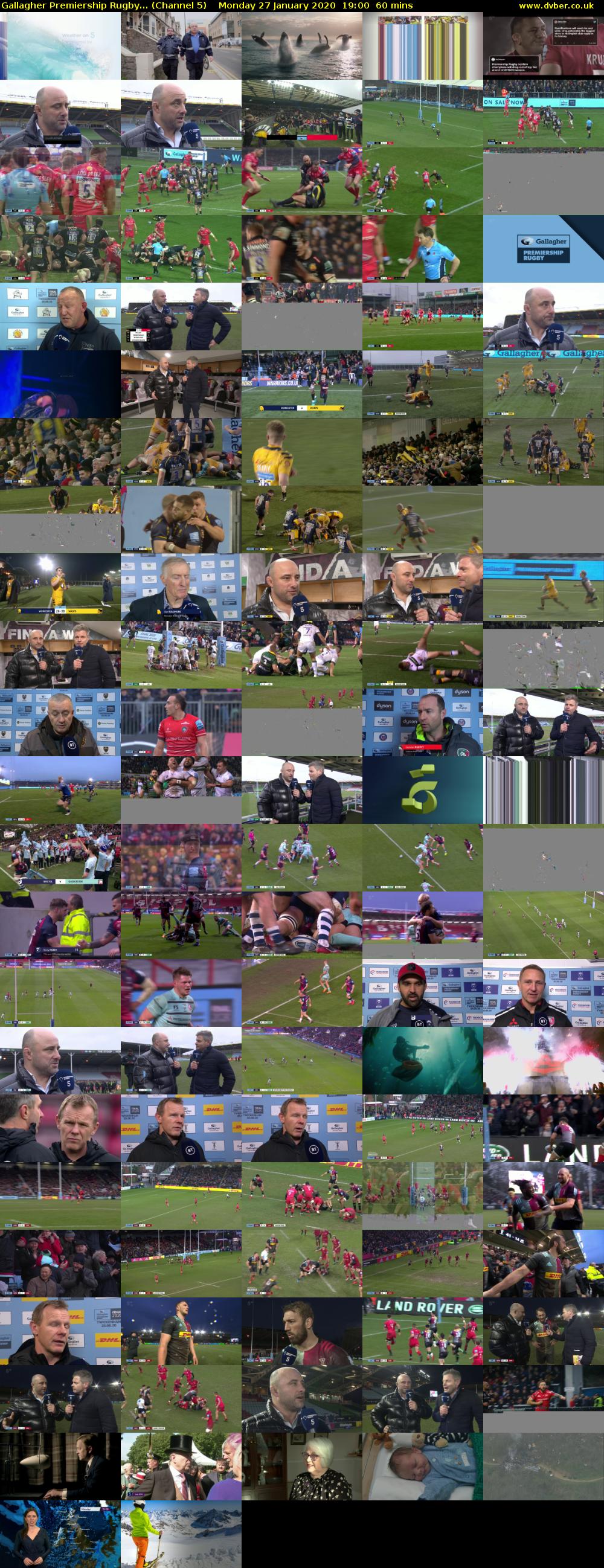 Gallagher Premiership Rugby... (Channel 5) Monday 27 January 2020 19:00 - 20:00