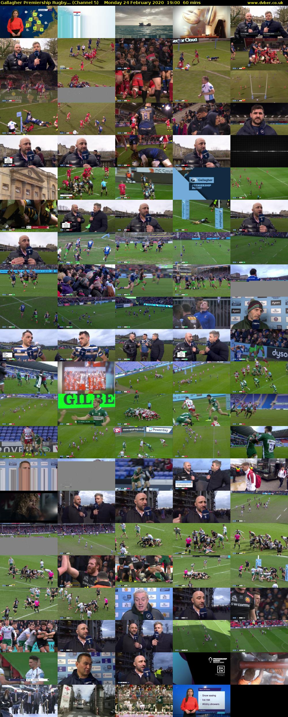 Gallagher Premiership Rugby... (Channel 5) Monday 24 February 2020 19:00 - 20:00