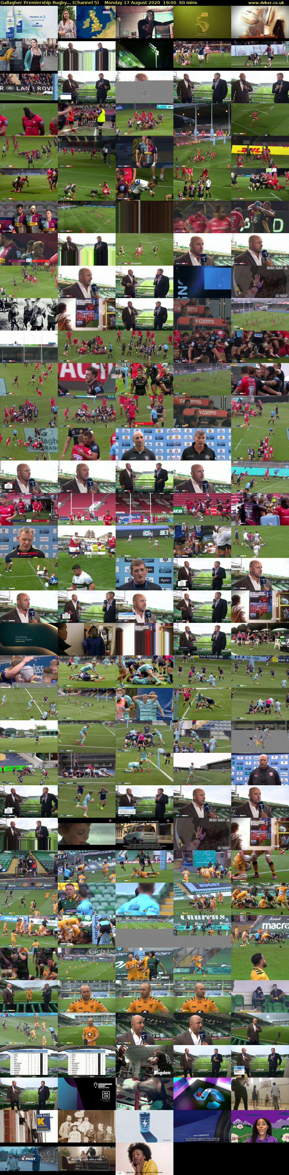 Gallagher Premiership Rugby... (Channel 5) Monday 17 August 2020 19:00 - 20:00