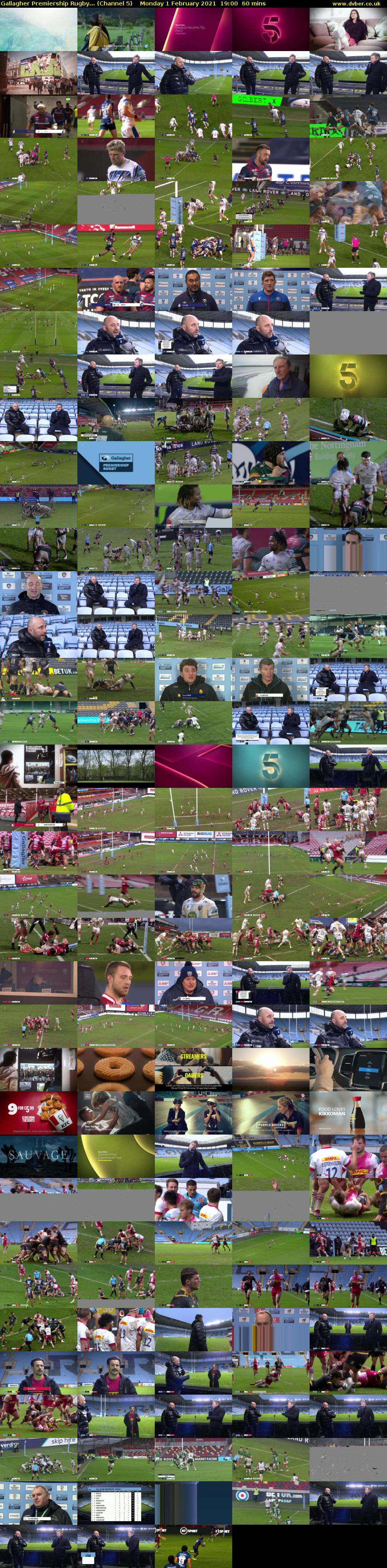 Gallagher Premiership Rugby... (Channel 5) Monday 1 February 2021 19:00 - 20:00