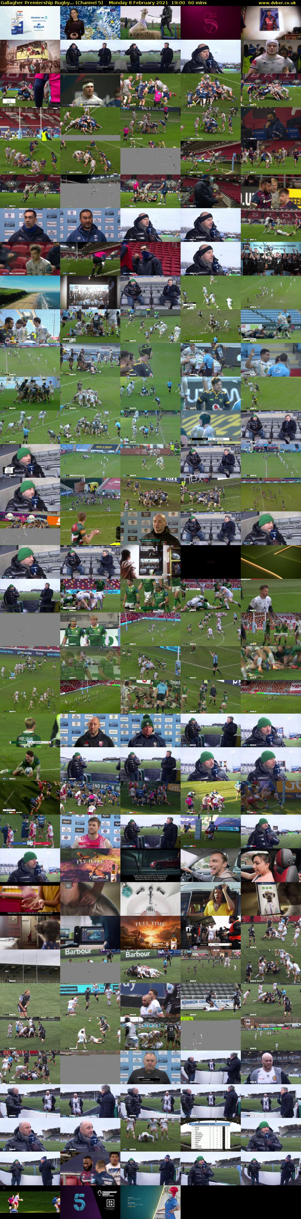 Gallagher Premiership Rugby... (Channel 5) Monday 8 February 2021 19:00 - 20:00