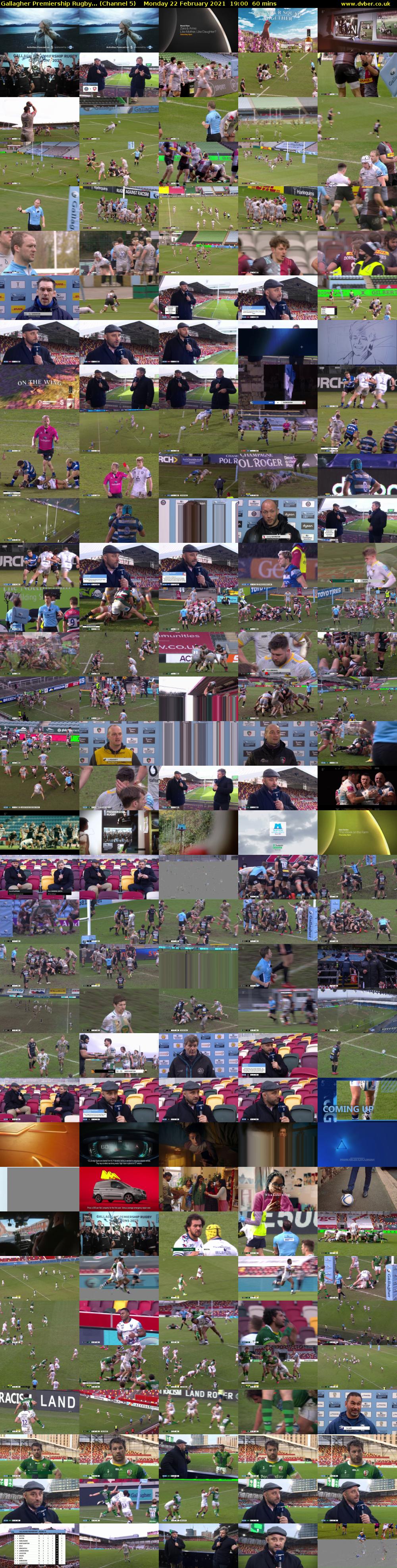 Gallagher Premiership Rugby... (Channel 5) Monday 22 February 2021 19:00 - 20:00