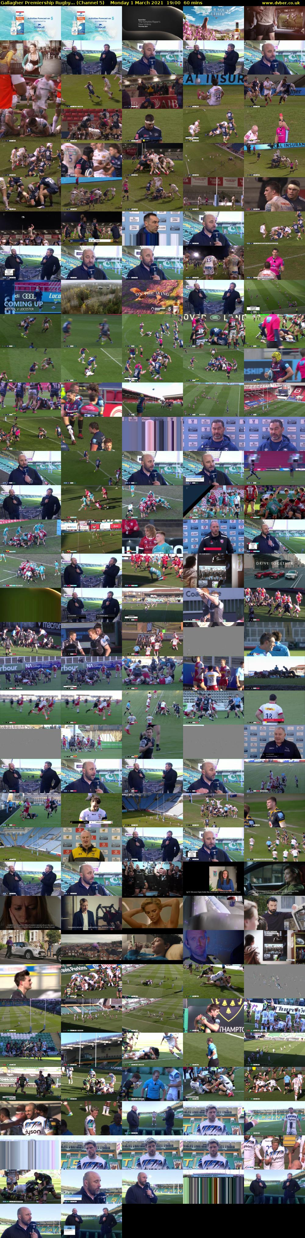 Gallagher Premiership Rugby... (Channel 5) Monday 1 March 2021 19:00 - 20:00