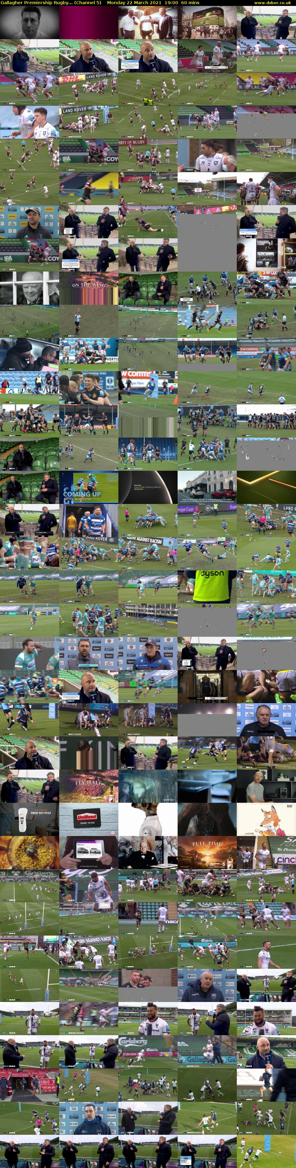 Gallagher Premiership Rugby... (Channel 5) Monday 22 March 2021 19:00 - 20:00