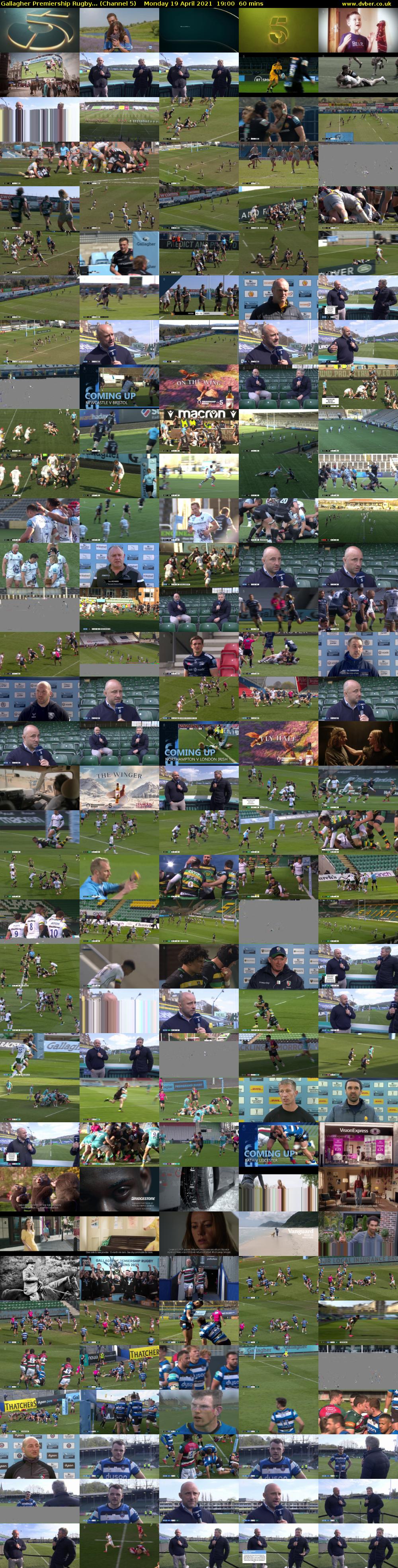 Gallagher Premiership Rugby... (Channel 5) Monday 19 April 2021 19:00 - 20:00