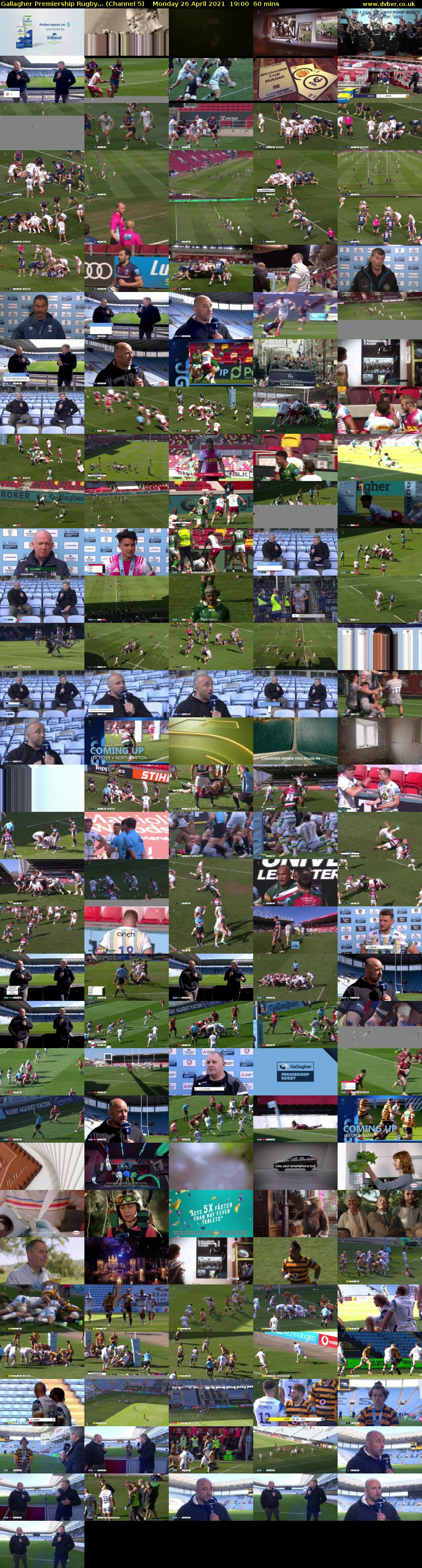 Gallagher Premiership Rugby... (Channel 5) Monday 26 April 2021 19:00 - 20:00