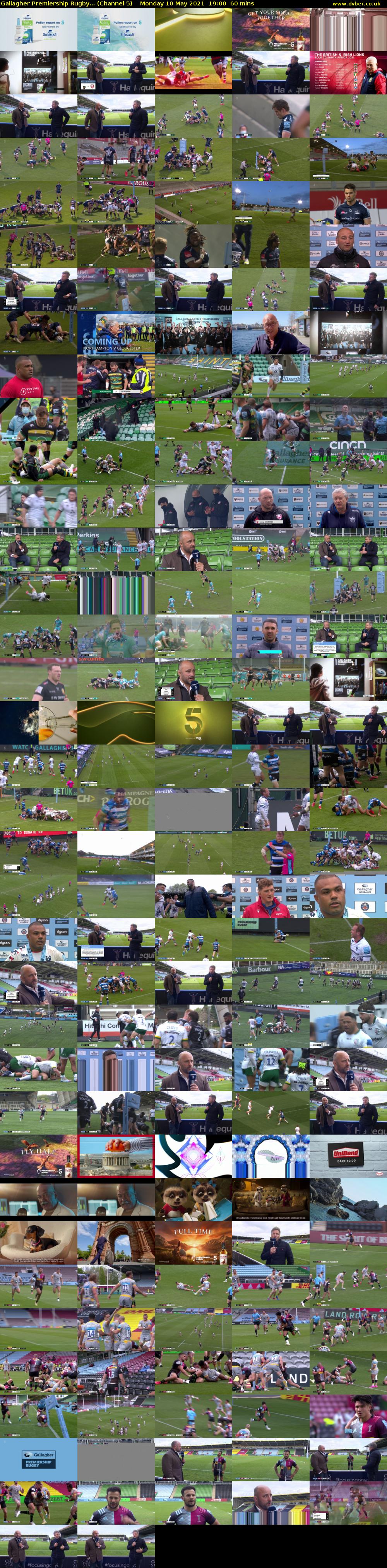 Gallagher Premiership Rugby... (Channel 5) Monday 10 May 2021 19:00 - 20:00
