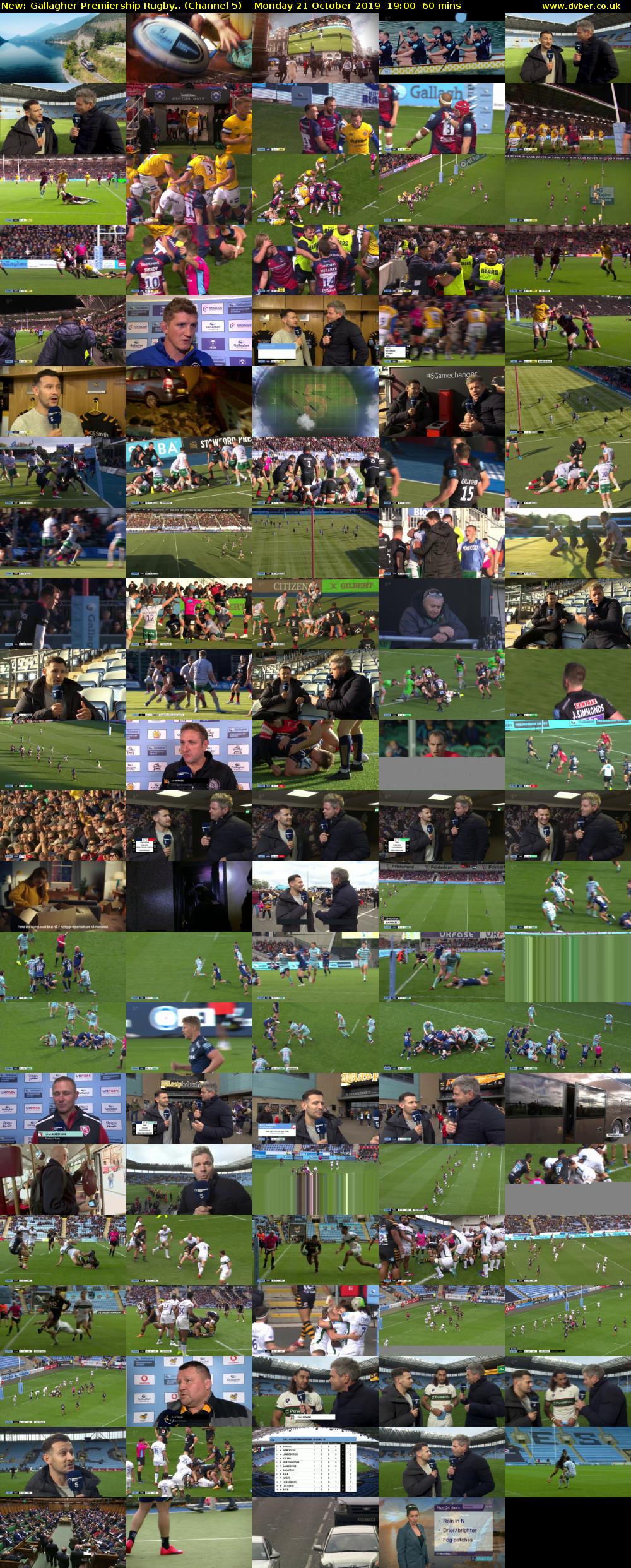 Gallagher Premiership Rugby.. (Channel 5) Monday 21 October 2019 19:00 - 20:00