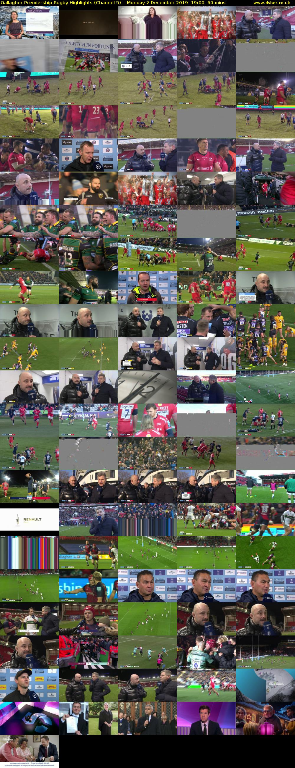 Gallagher Premiership Rugby Highlights (Channel 5) Monday 2 December 2019 19:00 - 20:00