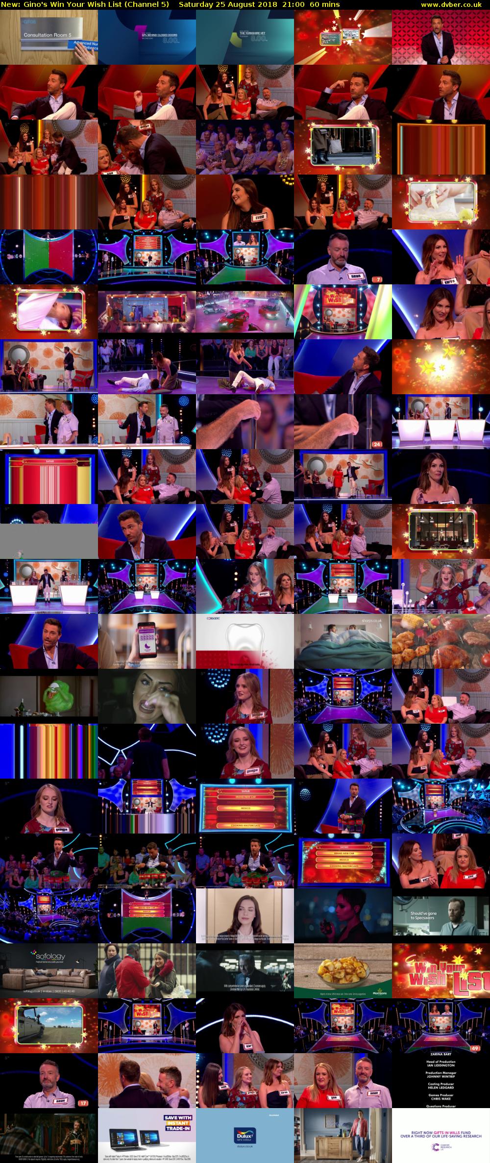 Gino's Win Your Wish List (Channel 5) Saturday 25 August 2018 21:00 - 22:00