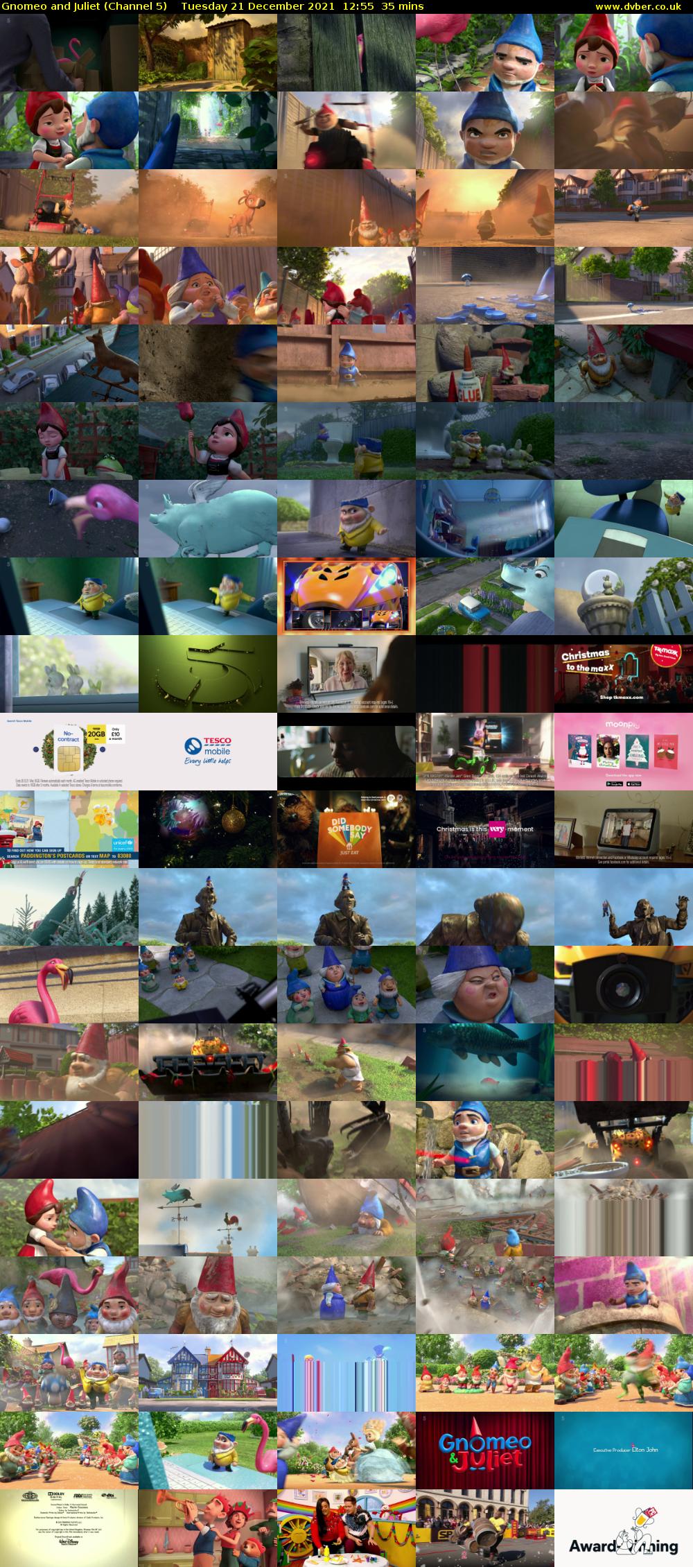 Gnomeo and Juliet (Channel 5) Tuesday 21 December 2021 12:55 - 13:30