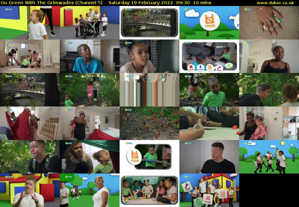 Go Green With The Grimwades (Channel 5) Saturday 19 February 2022 09:30 - 09:40