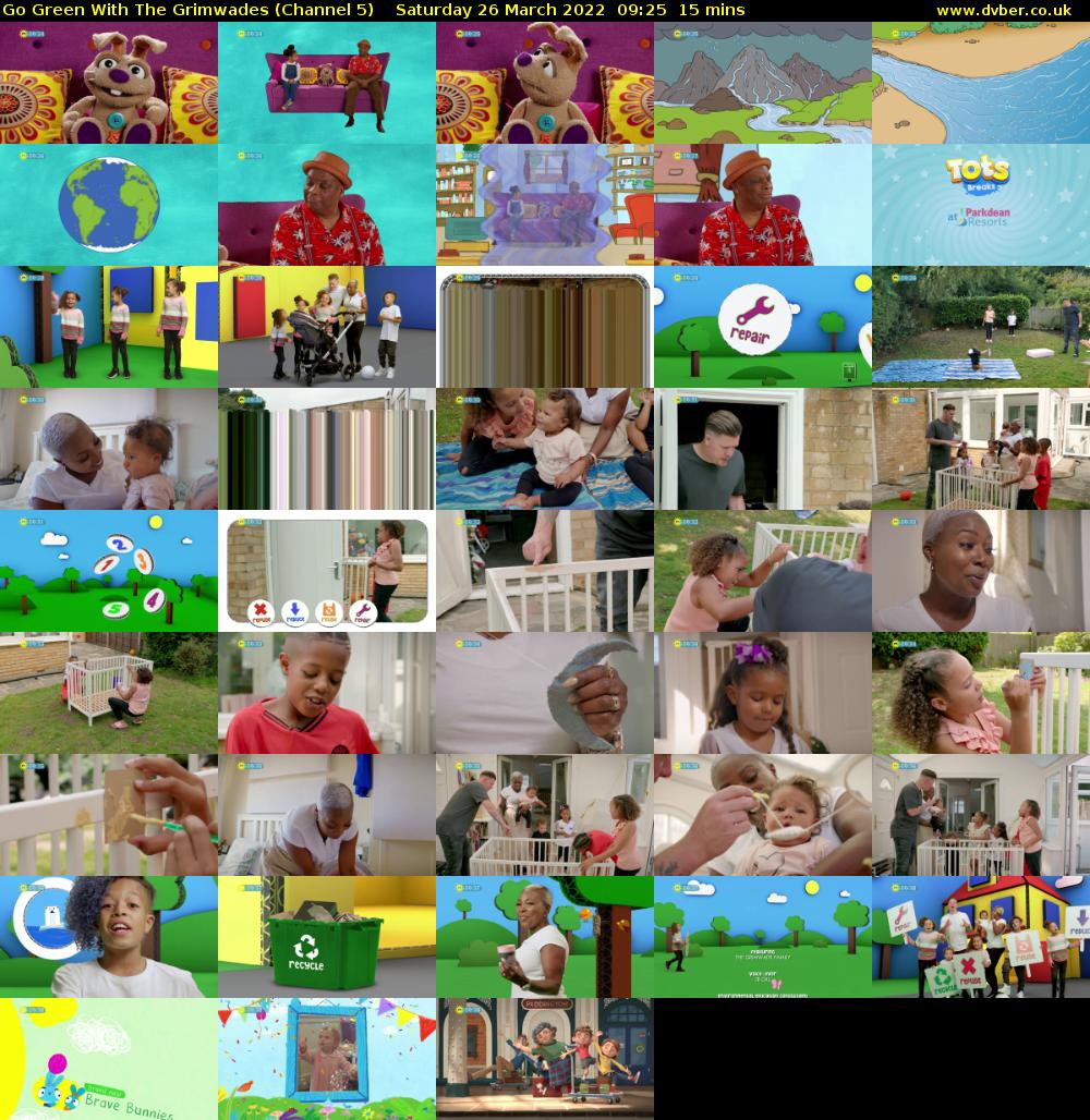 Go Green With The Grimwades (Channel 5) Saturday 26 March 2022 09:25 - 09:40