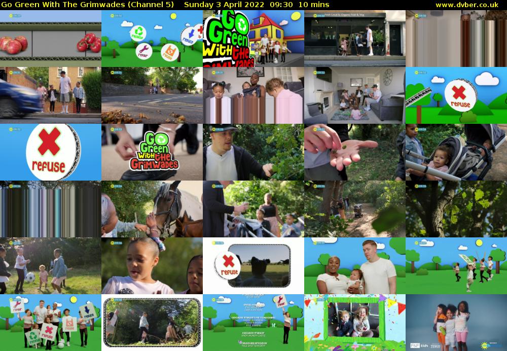 Go Green With The Grimwades (Channel 5) Sunday 3 April 2022 09:30 - 09:40