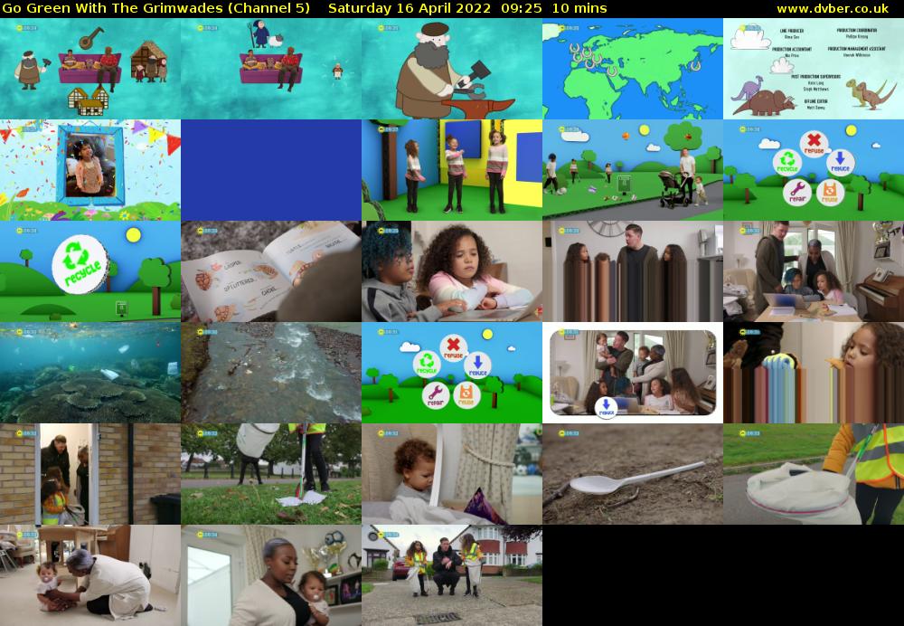 Go Green With The Grimwades (Channel 5) Saturday 16 April 2022 09:25 - 09:35