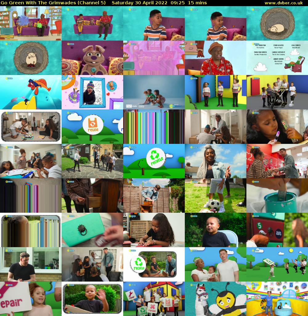 Go Green With The Grimwades (Channel 5) Saturday 30 April 2022 09:25 - 09:40