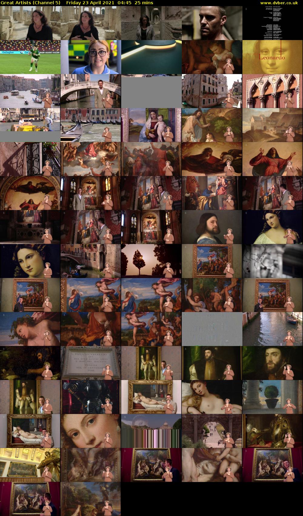Great Artists (Channel 5) Friday 23 April 2021 04:45 - 05:10