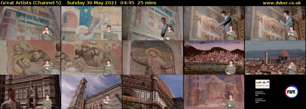 Great Artists (Channel 5) Sunday 30 May 2021 04:45 - 05:10