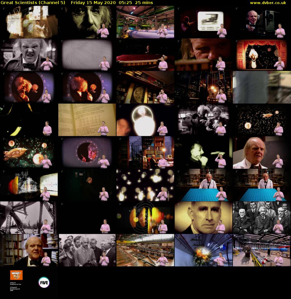 Great Scientists (Channel 5) Friday 15 May 2020 05:25 - 05:50