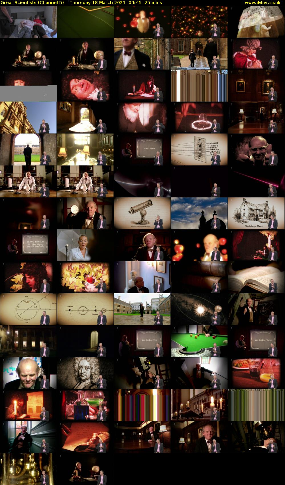 Great Scientists (Channel 5) Thursday 18 March 2021 04:45 - 05:10