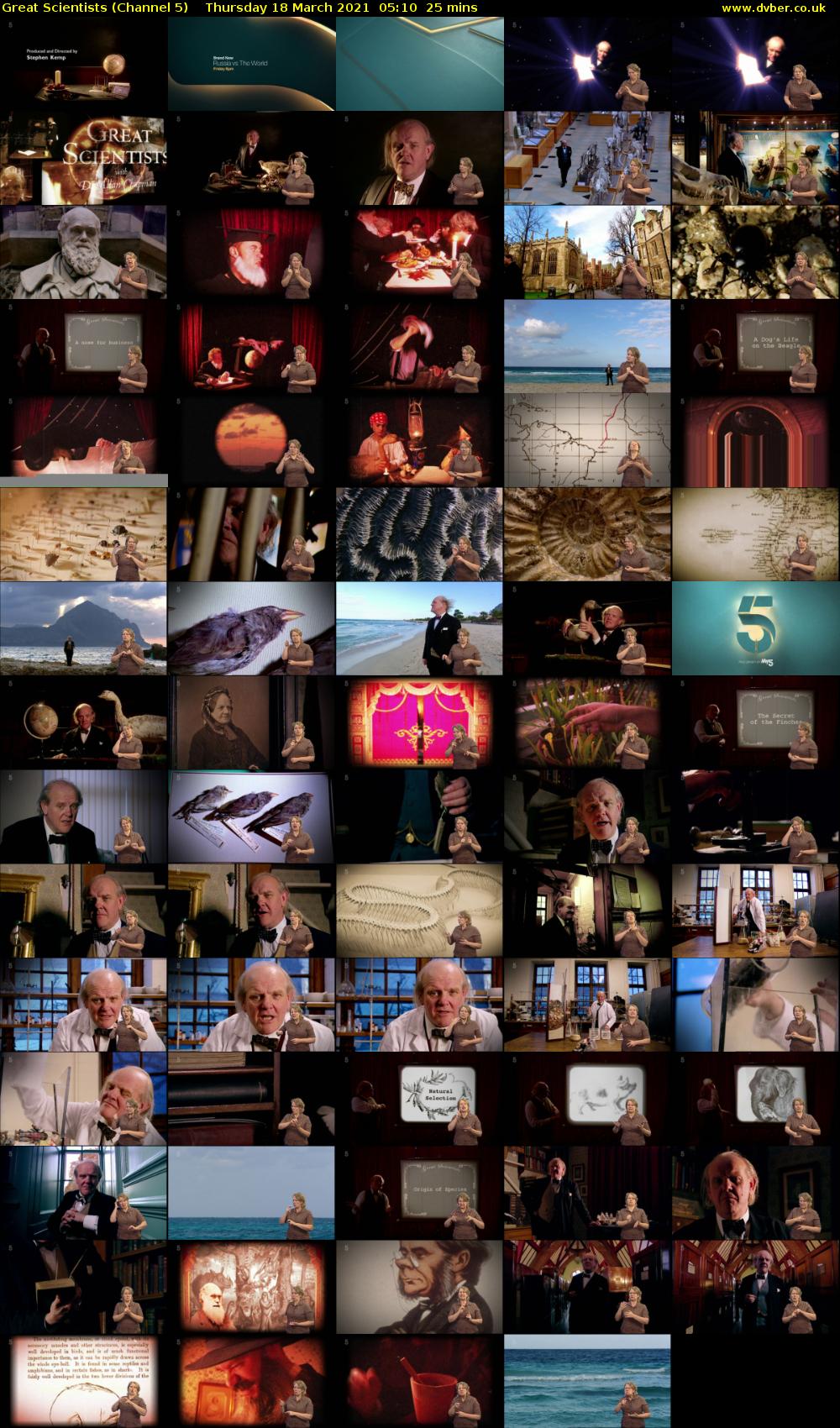 Great Scientists (Channel 5) Thursday 18 March 2021 05:10 - 05:35