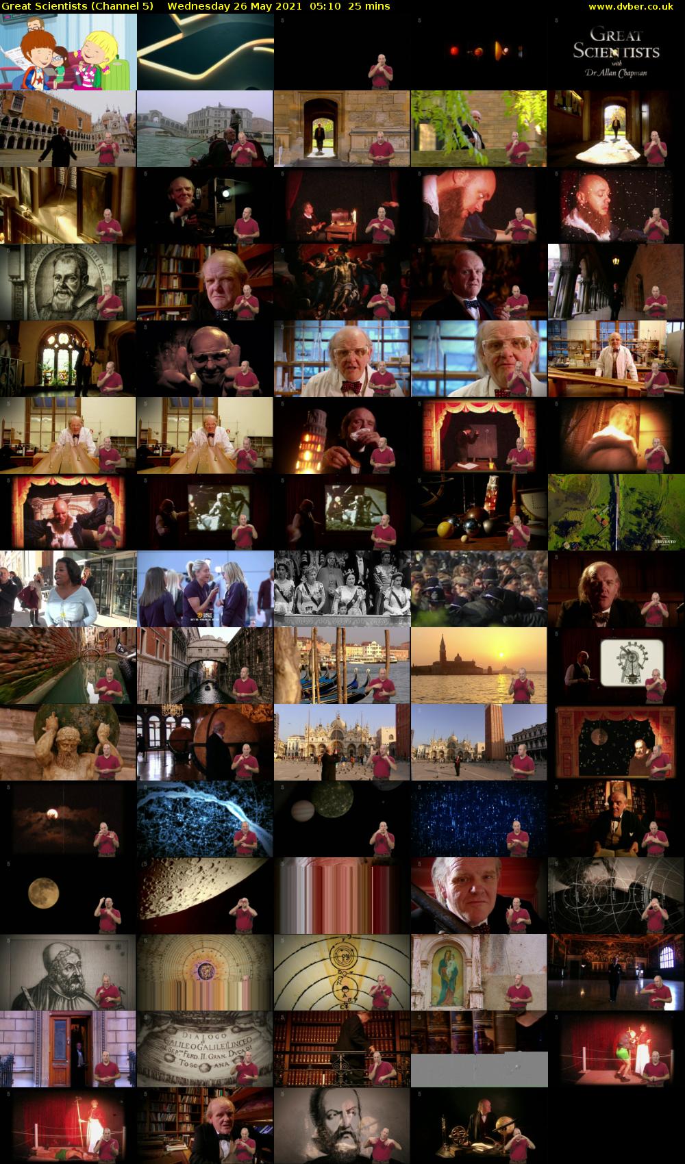 Great Scientists (Channel 5) Wednesday 26 May 2021 05:10 - 05:35
